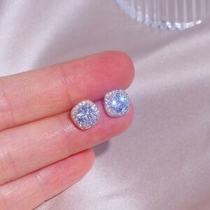 14k gold or sterling silver diamond earrings